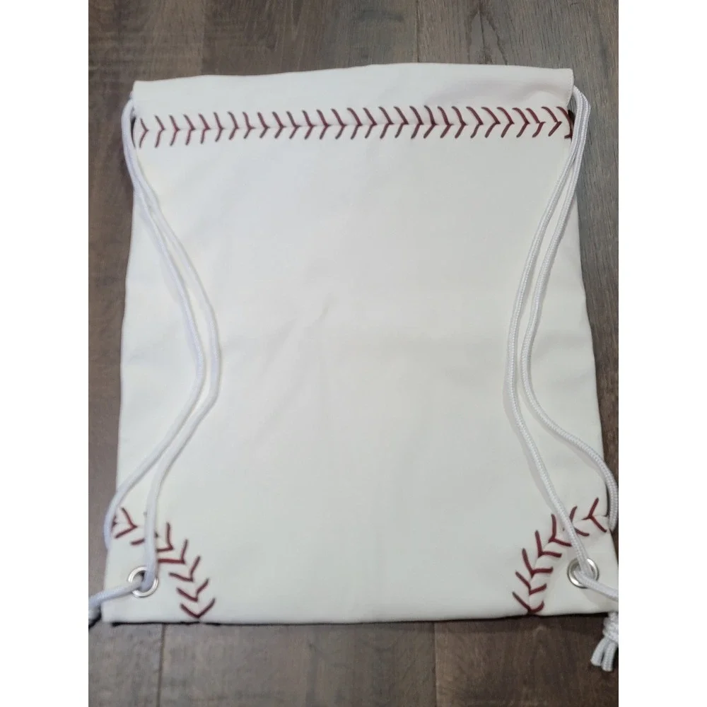 Zumer Sport Drawstring Backpack 34 Baseball‎ Stitch White Red Blue